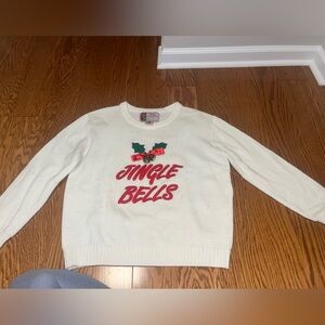 White Christmas Sweater with Red Jingle Bells Design